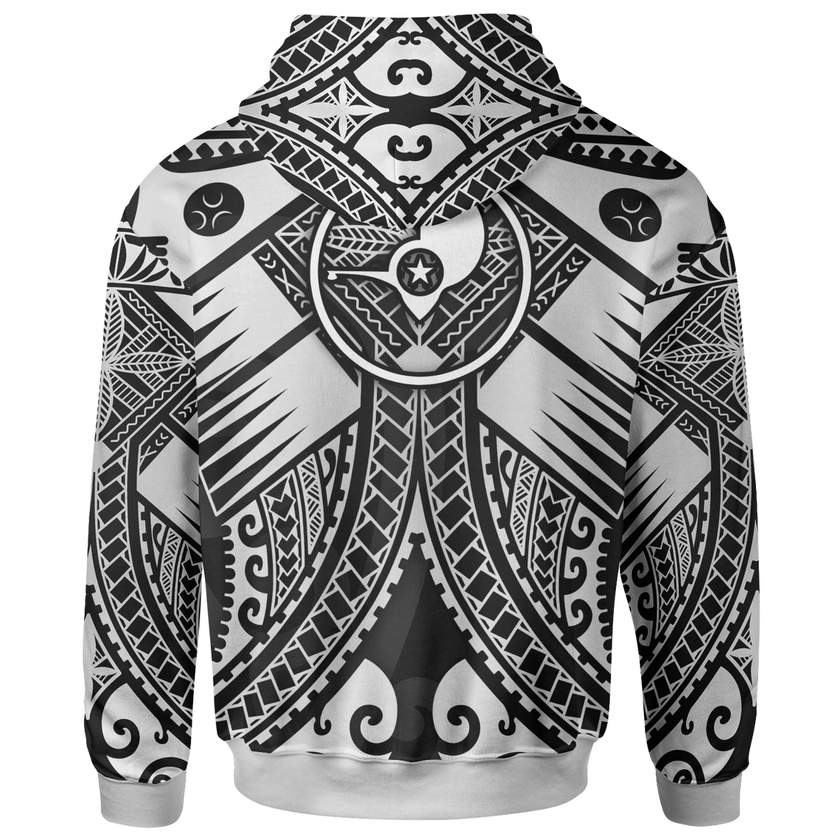 YAP Zip up Hoodie White Seal with Polynesian Tattoo - Polynesian Pride