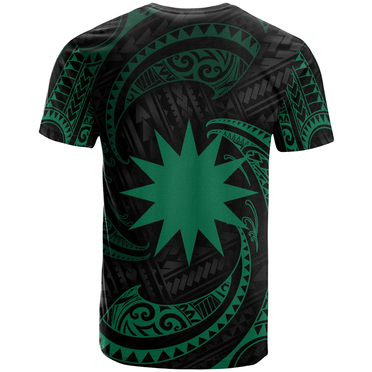 Nauru Polynesian All Over T Shirt Green Tribal Wave - Polynesian Pride