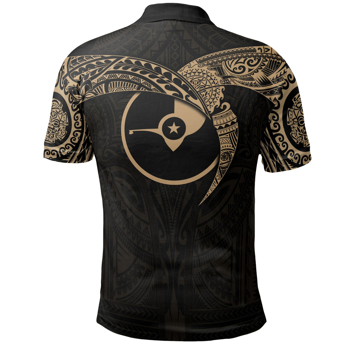 Yap Micronesian Polo Shirt Gold Heart Shield - Polynesian Pride