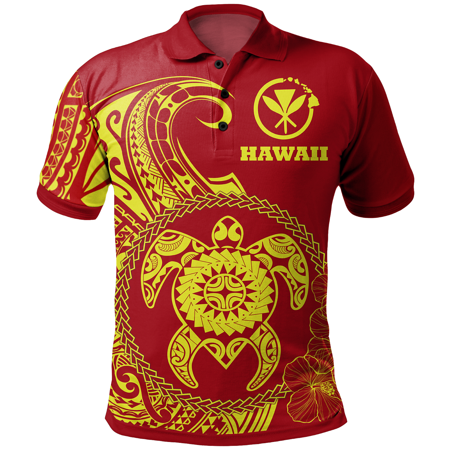 Hawaii Polynesian Polo Shirt Vintage Polynesian Turtle (Red) Unisex Red - Polynesian Pride