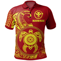Hawaii Polynesian Polo Shirt Vintage Polynesian Turtle (Red) Unisex Red - Polynesian Pride