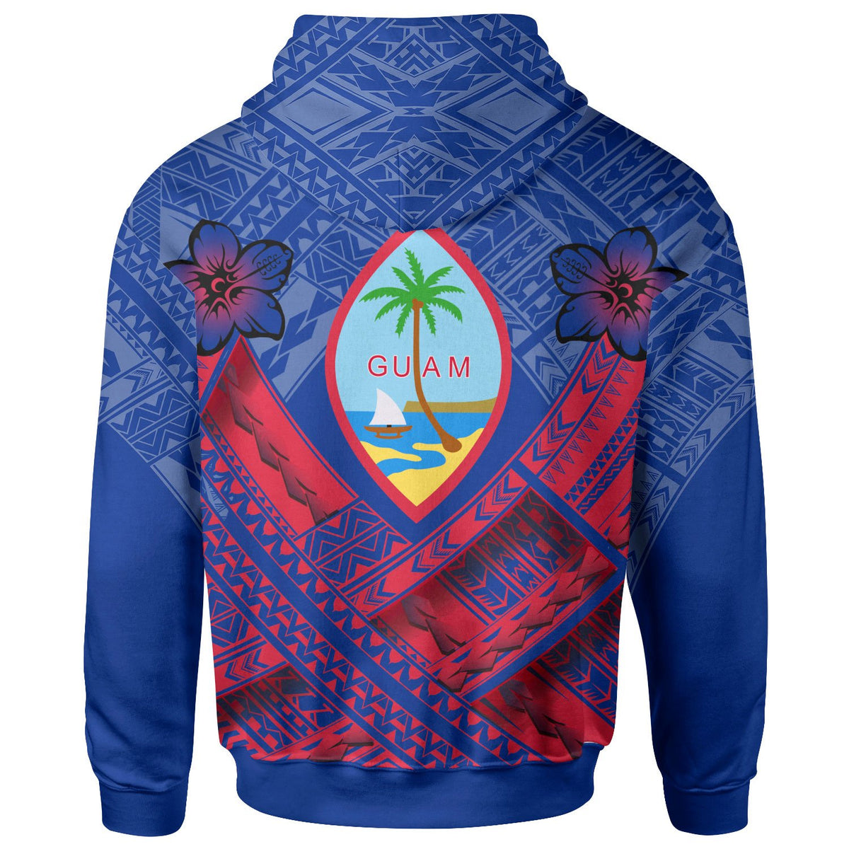 Guam Polynesian Zip up Hoodie Guam Flag Camisole Hibiscus Style - Polynesian Pride