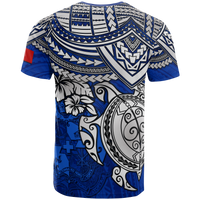 Tonga T Shirt Tonga Tonga Coat of Arms Turtle Hibiscus Blue - Polynesian Pride