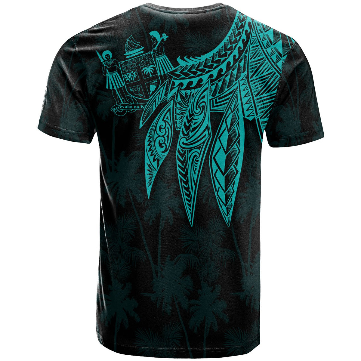 Fiji Custom T Shirt Polynesian Wings (Turquoise) - Polynesian Pride