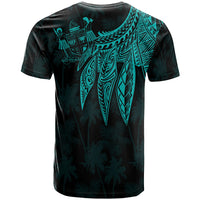 Fiji Custom T Shirt Polynesian Wings (Turquoise) - Polynesian Pride