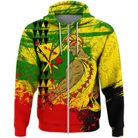 Hawaii Reggae Kanaka Maoli Warrior Spearhead Zip Hoodie - Polynesian Pride