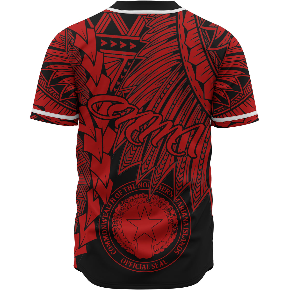 Northern Mariana Islands Polynesian Baseball Shirt - Tribal Wave Tattoo Red - Polynesian Pride