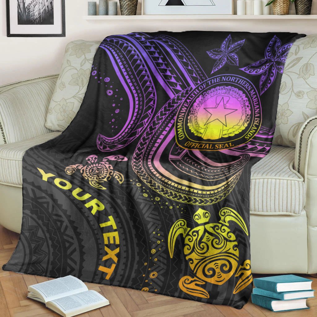 Northern Mariana Islands Custom Personalised Premium Blanket - Pink Turtle - Polynesian Pride