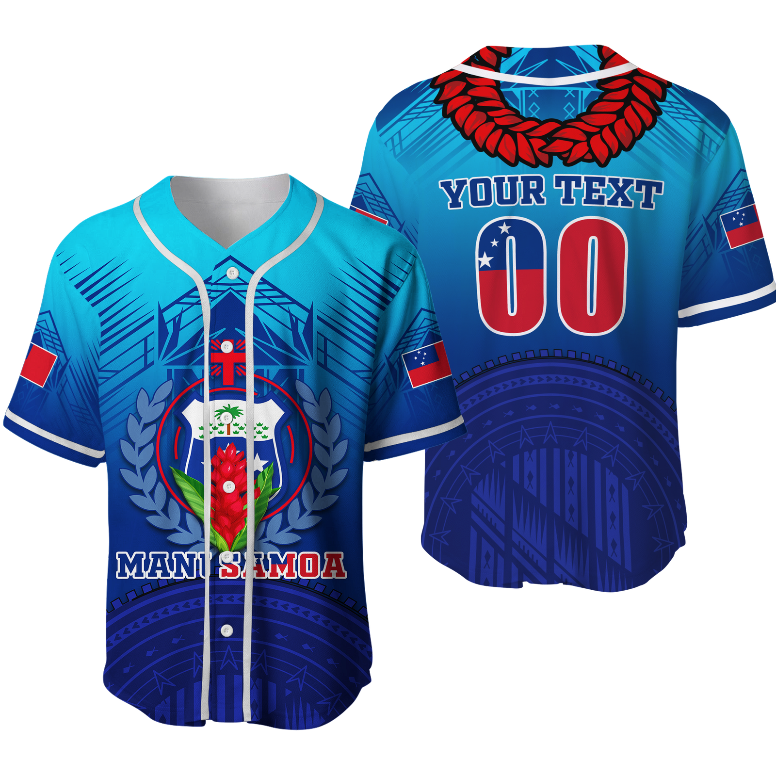 (Custom Personalised) Manu Samoa Legend Baseball Jersey - LT12 Unisex Blue - Polynesian Pride