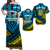 Custom Tuvalu Matching Dress and Hawaiian Shirt 44th Independence Anniversary Tribal Pattern LT12 Blue - Polynesian Pride