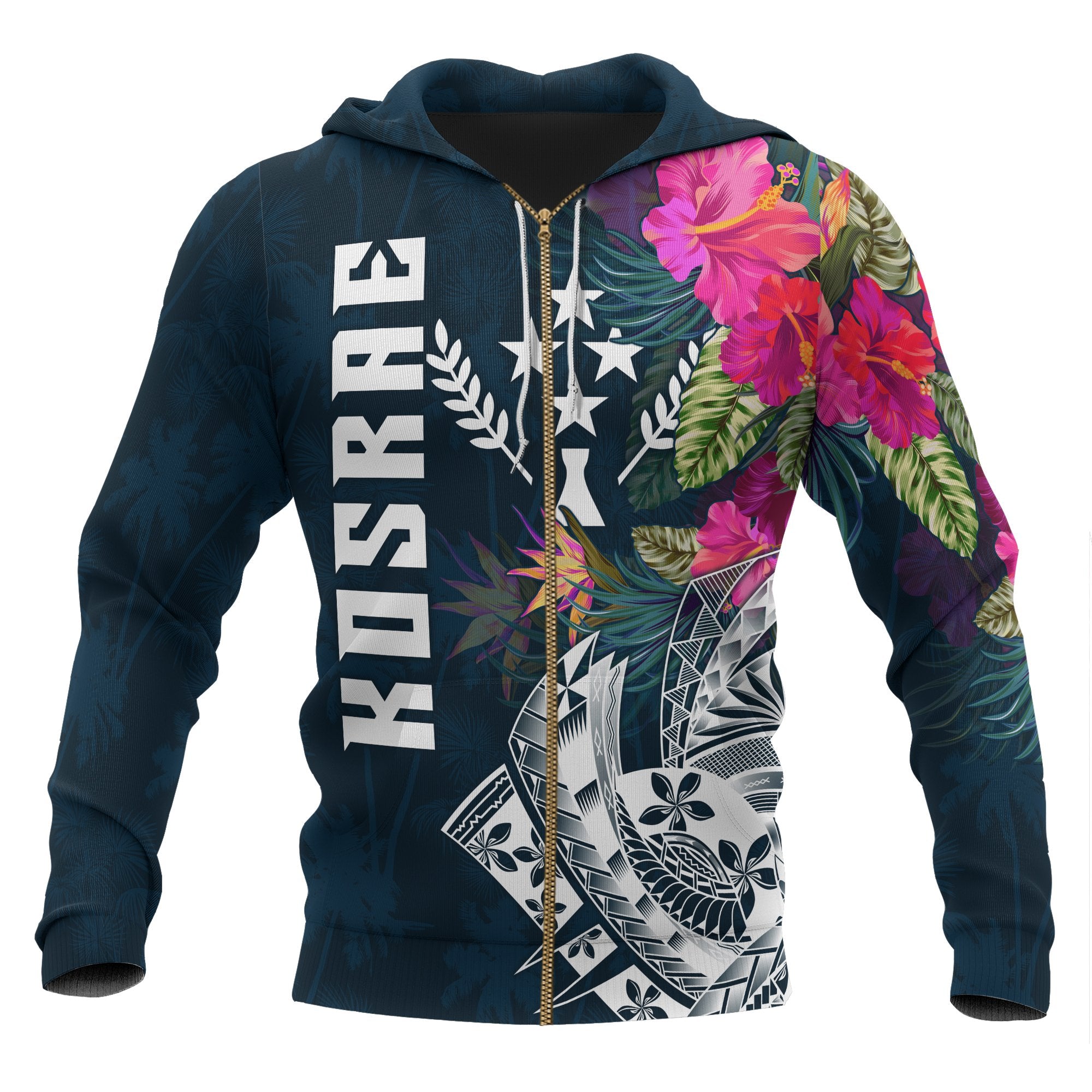 Kosrae Zip up Hoodie Kosrae Summer Vibes Unisex Blue - Polynesian Pride