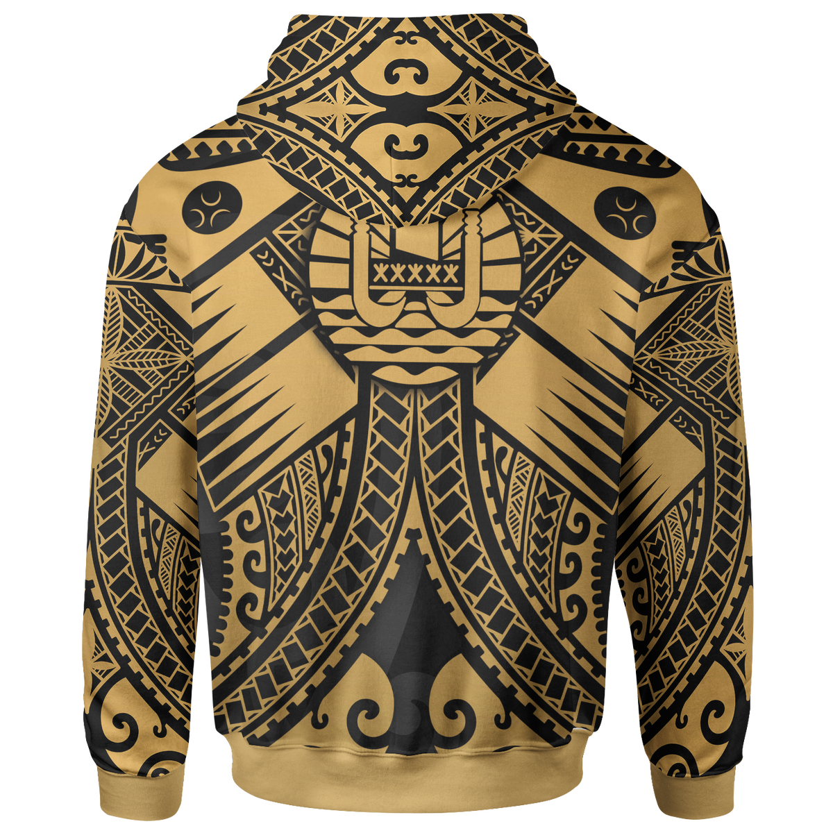 Tahiti Zip up Hoodie Gold Seal with Polynesian Tattoo - Polynesian Pride