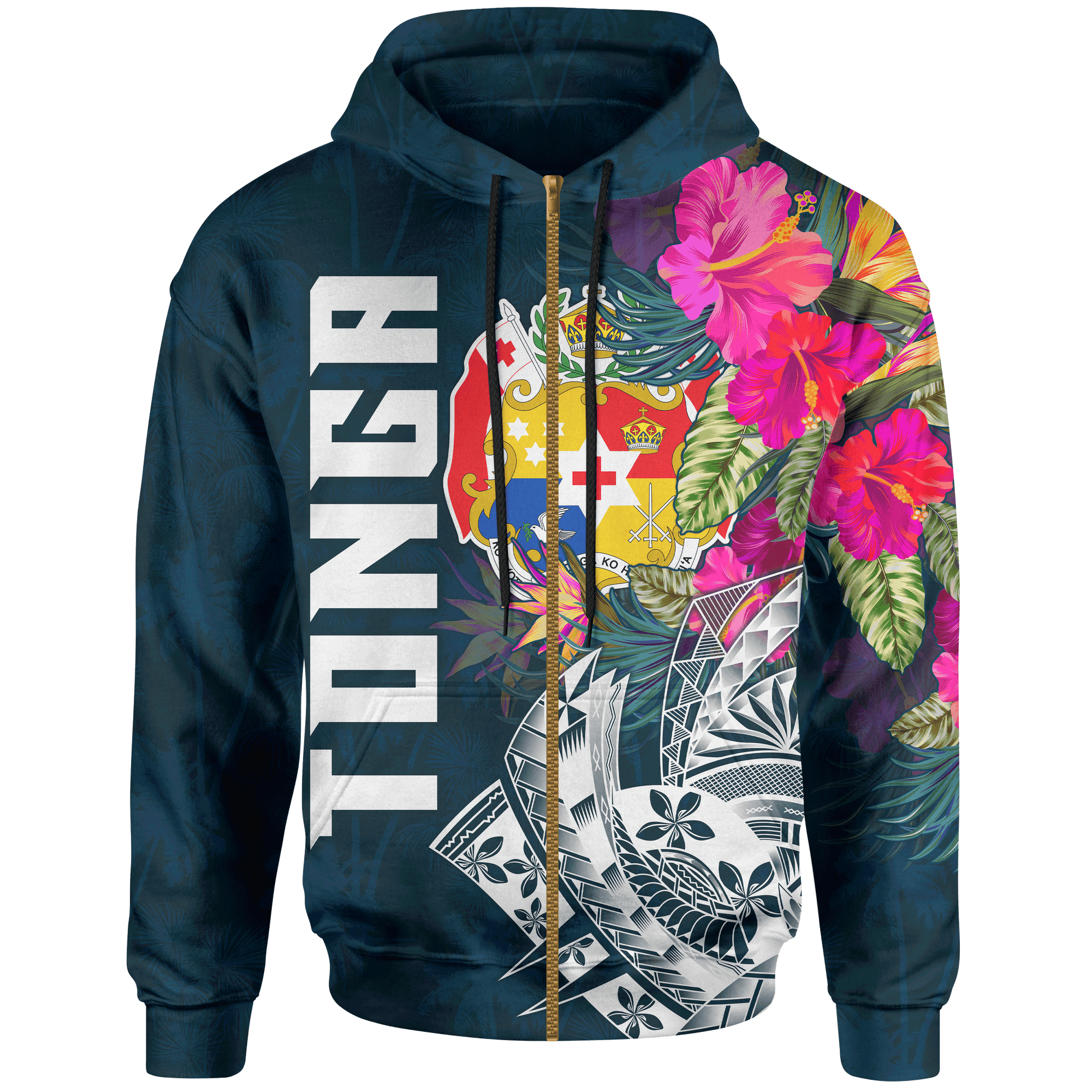 Tonga Zip up Hoodie Tonga Summer Vibes Unisex Blue - Polynesian Pride