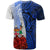 Fiji Polynesian Custom T Shirt Coat of Arm With Hibiscus Blue - Polynesian Pride