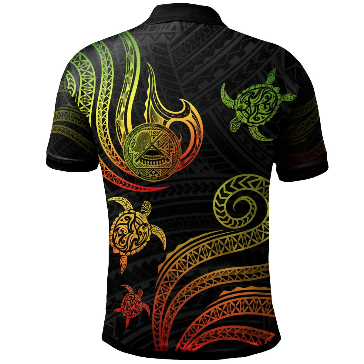 American Samoa Custom Polo Shirt Polynesian Turtle With Pattern Reggae - Polynesian Pride