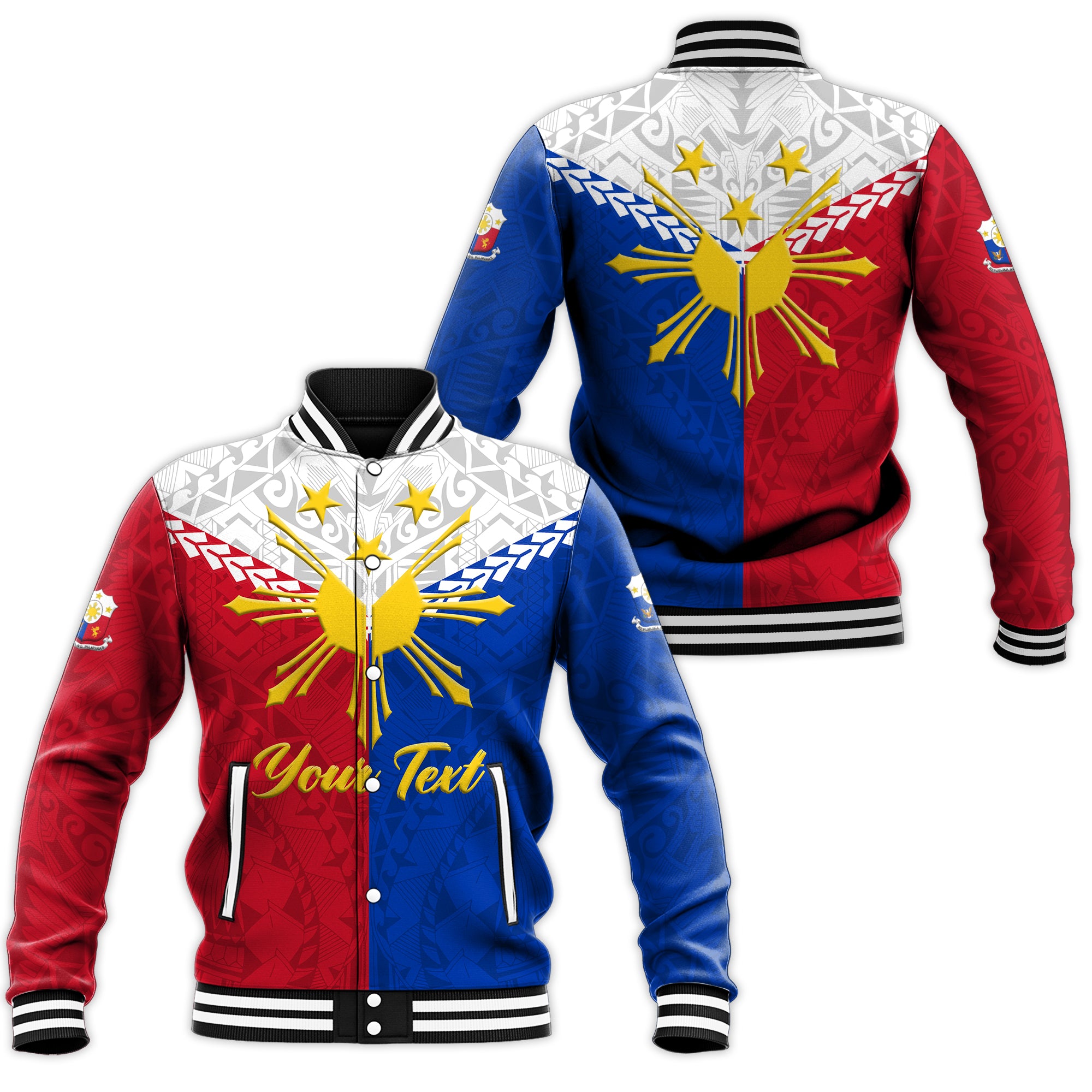 (Custom Personalised) The Philippines Legend Baseball Jacket - LT12 Unisex Red - Polynesian Pride