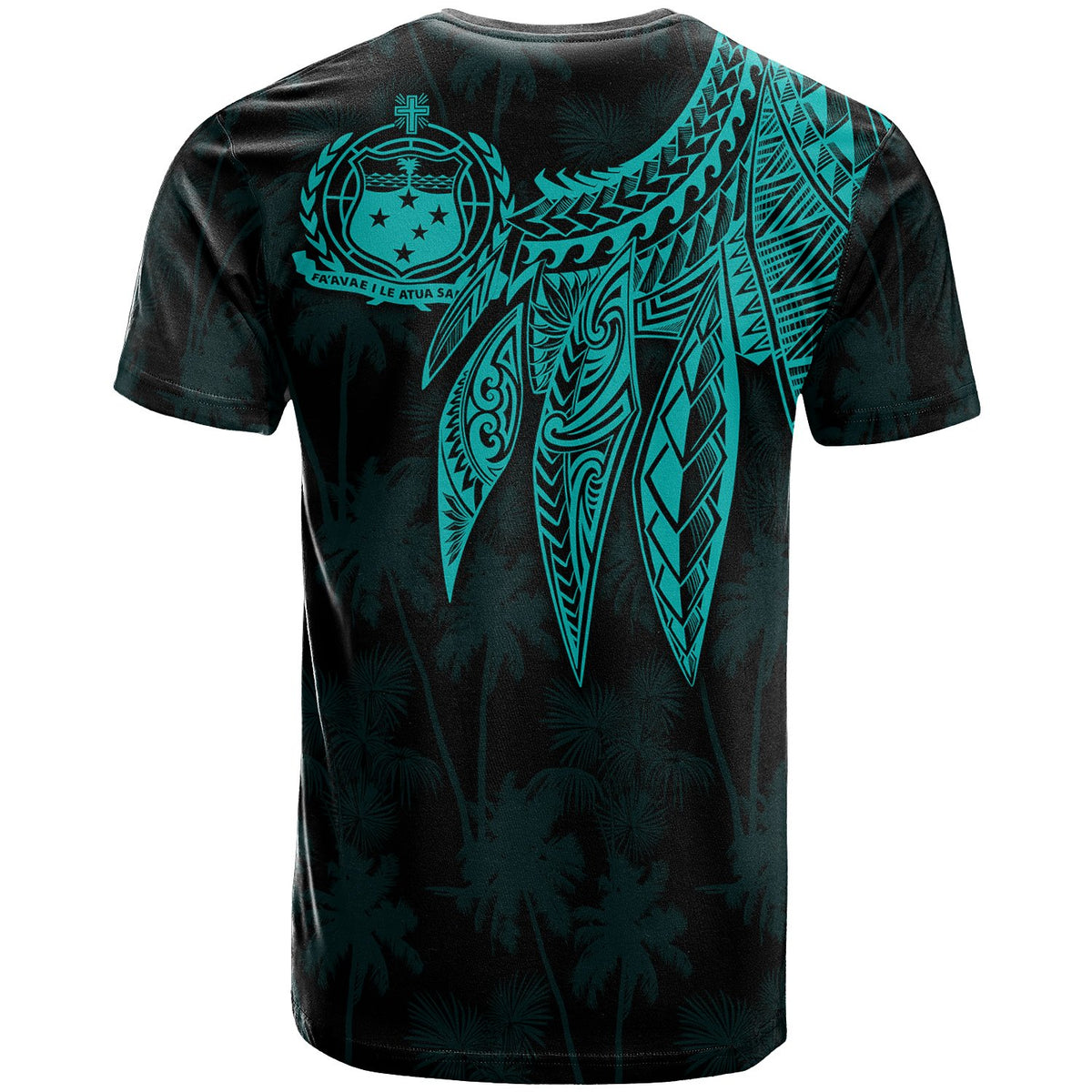 Samoa T Shirt Polynesian Wings (Turquoise) - Polynesian Pride