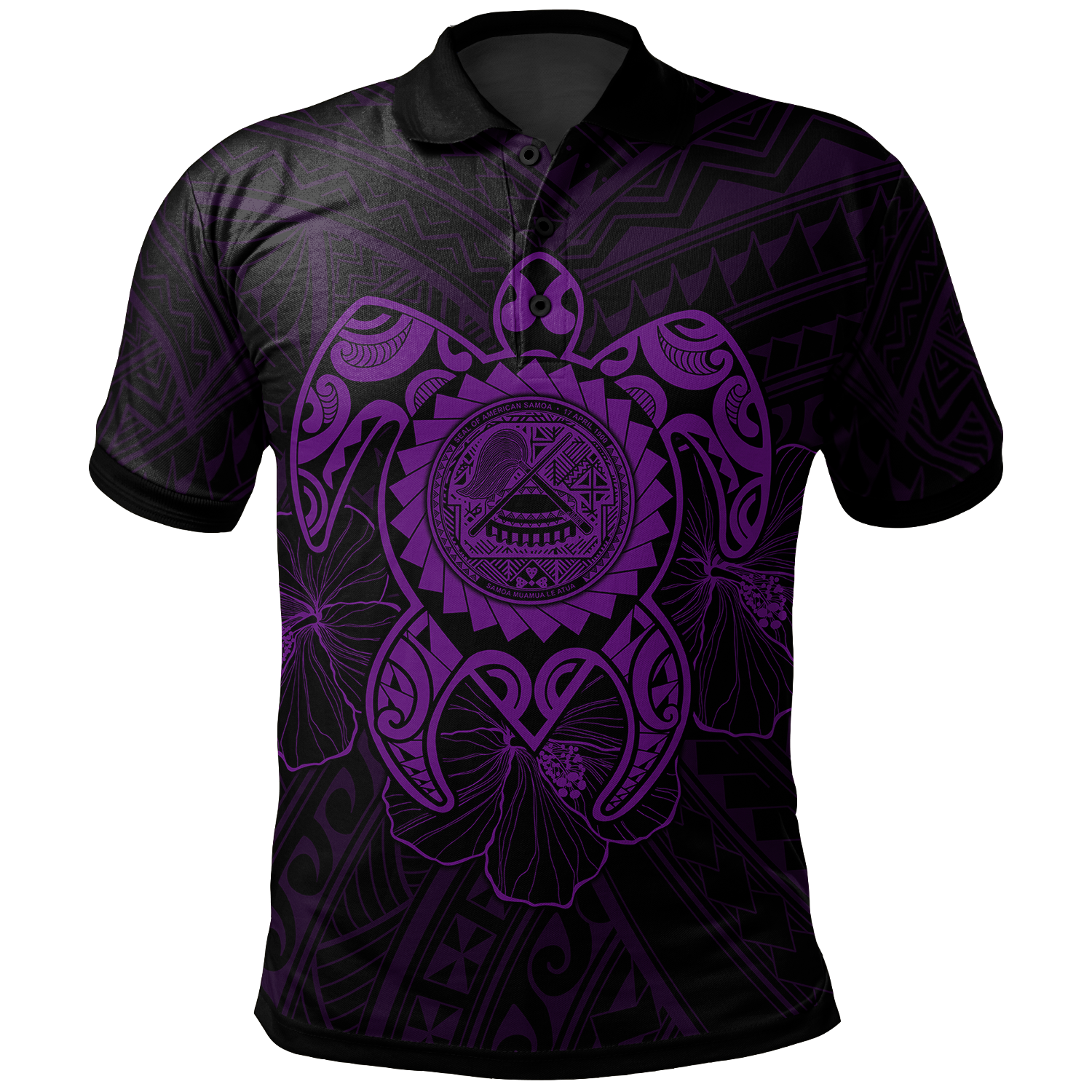 American Samoa Polynesian Polo Shirt Vintage Polynesian Turtle (Purple) Unisex Purple - Polynesian Pride