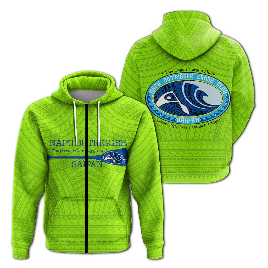 NAPU Outrigger Canoe Club Zip up Hoodie LT12 Unisex Green - Polynesian Pride