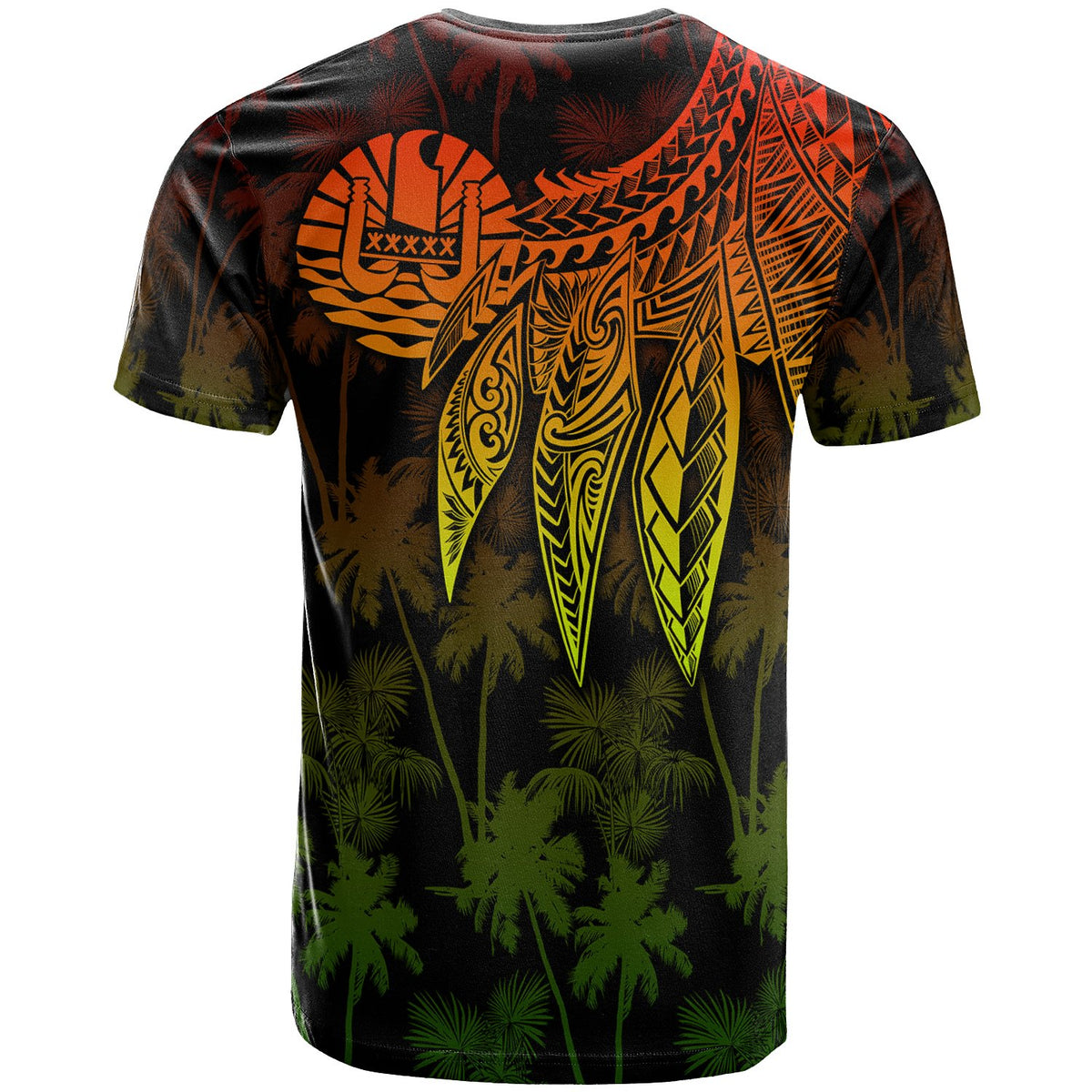 Tahiti Custom T Shirt Polynesian Wings (Reggae) - Polynesian Pride
