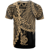 New Caledonia Polynesian T Shirt Tribal Wave Tattoo Gold - Polynesian Pride