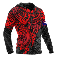 American Samoa Polynesian Hoodie Red Turtle - Polynesian Pride