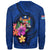 Fiji Polynesian Sweater - Floral With Seal Blue - Polynesian Pride