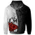 Tonga Polynesian Custom Zip up Hoodie Coat of Arm With Hibiscus White - Polynesian Pride