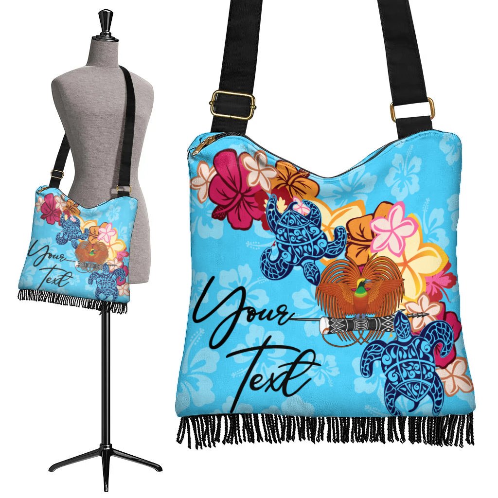 Papua New Guinea Custom Personalised Boho Handbag - Tropical Style One Style One Size Blue - Polynesian Pride