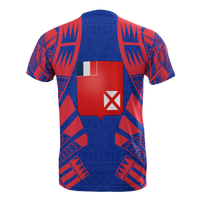 Wallis and Futuna T Shirt Wallis and Futuna Coat of Arms Polynesian Tattoo Blue Style - Polynesian Pride
