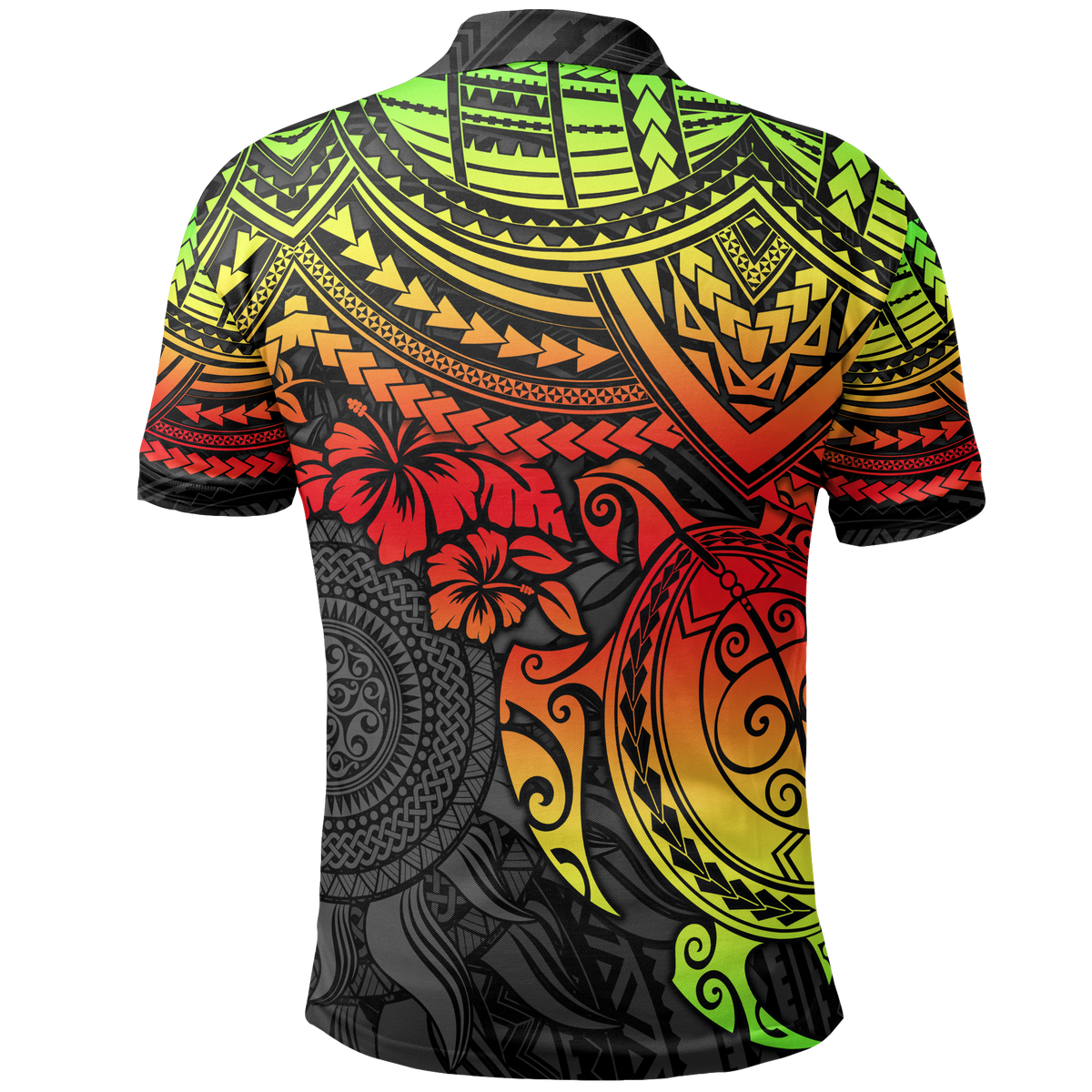 Polo Shirt Polynesian Reggae Turtle Hibiscus - Polynesian Pride