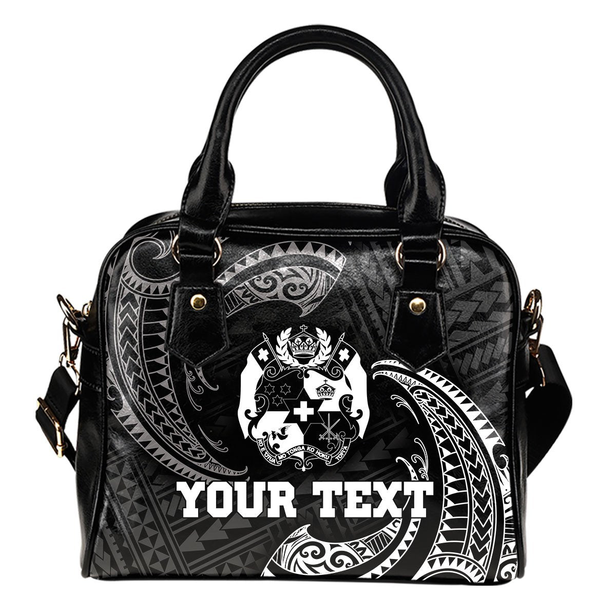 Tonga Polynesian Custom Personalised Shoulder Handbag - White Tribal Wave One Size Black - Polynesian Pride