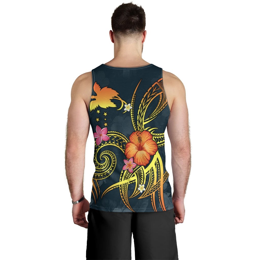 Papua New Guinea Polynesian Personalised Men's Tank Top - Legend of Papua New Guinea (Blue) - Polynesian Pride