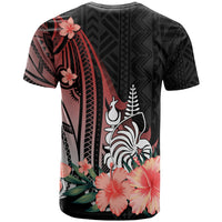 New Caledonia Custom T Shirt Red Polynesian Hibiscus Pattern Style - Polynesian Pride