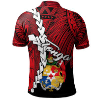 Tonga Polynesian Polo Shirt Tribal Wave Tattoo Flag Color - Polynesian Pride