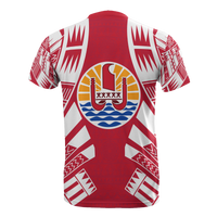 Tahiti T Shirt Tahiti Flag Tattoo Polynesian Red Style - Polynesian Pride
