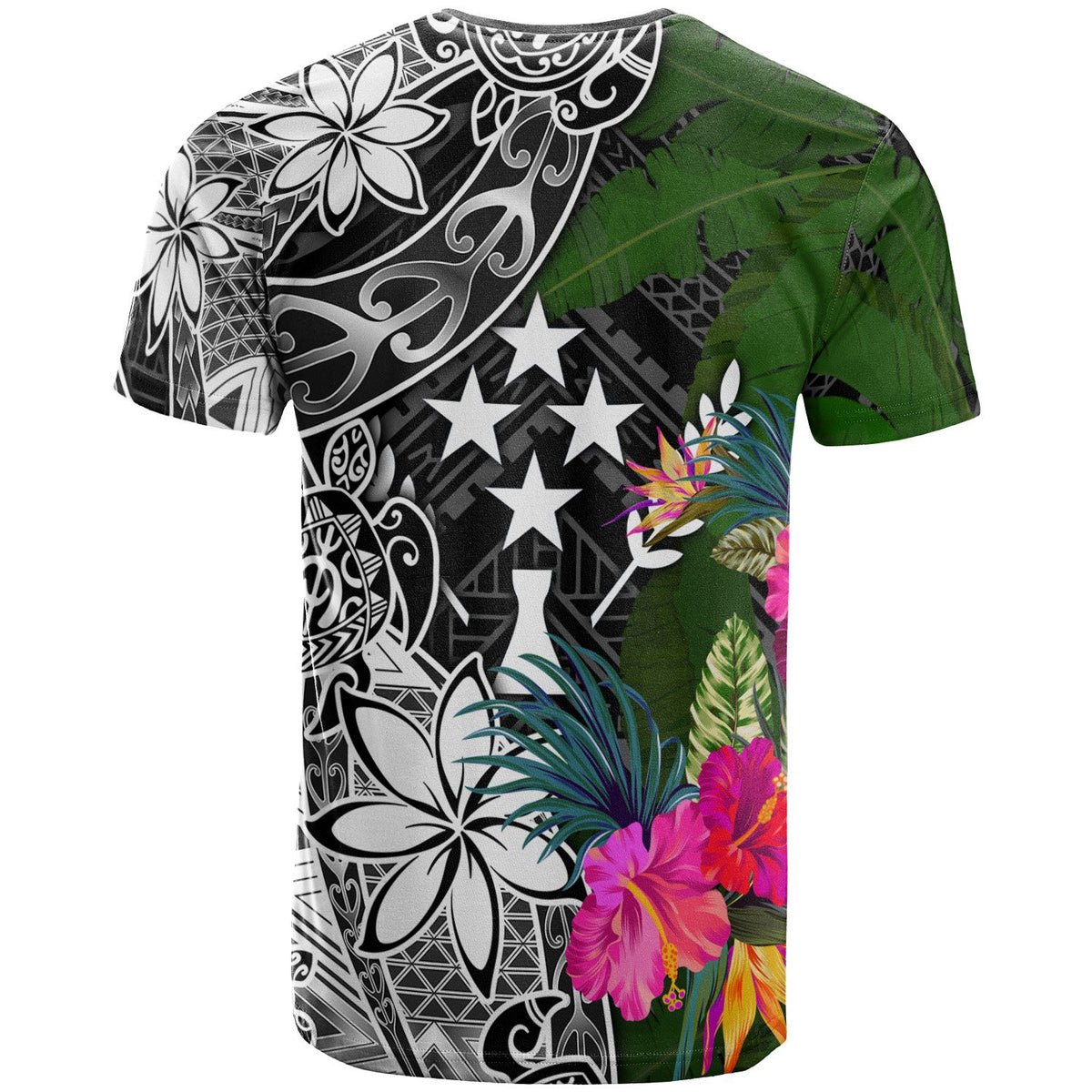 Kosrae T Shirt Turtle Plumeria Banana Leaf - Polynesian Pride