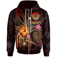 Polynesian Tahiti Zip up Hoodie Legend of Tahiti (Red) Unisex Red - Polynesian Pride