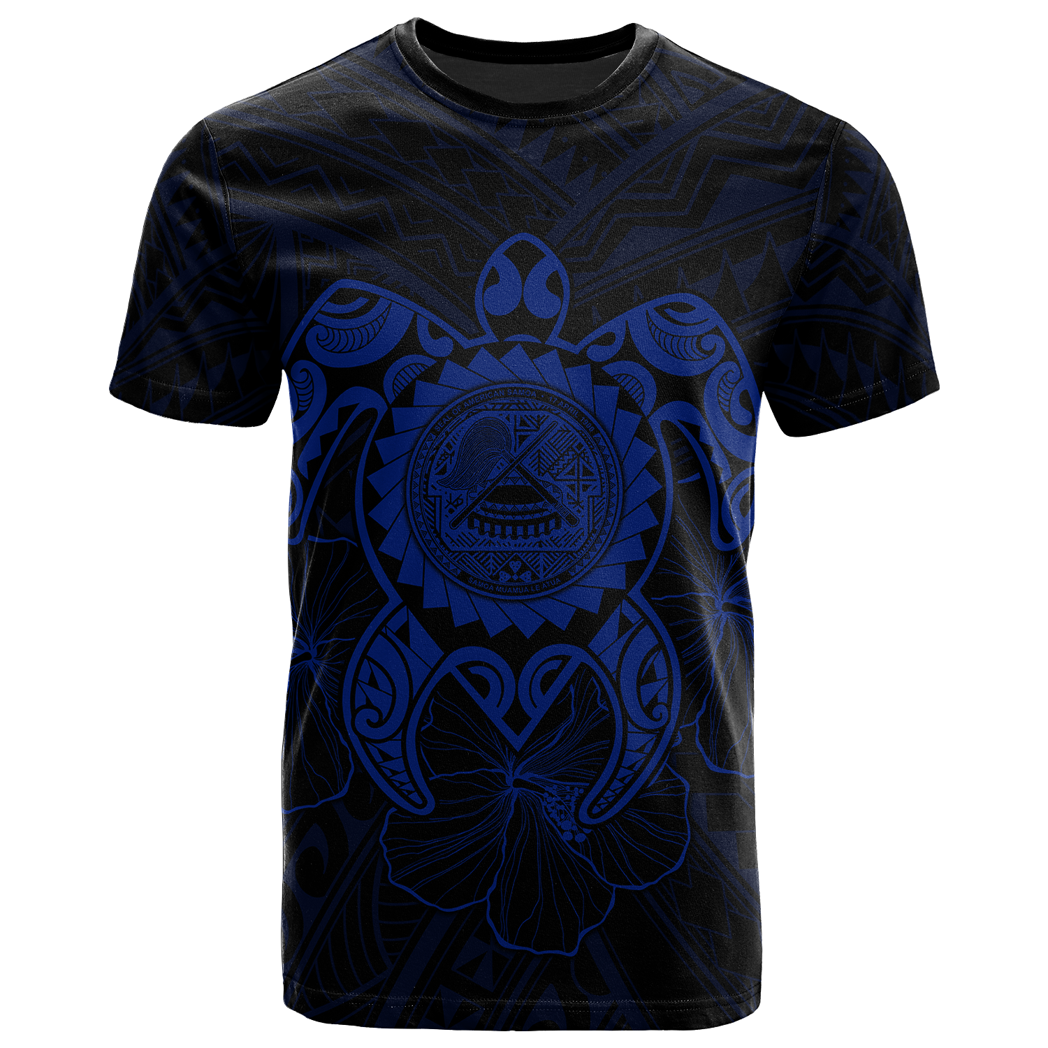 American Samoa Polynesian T Shirt Vintage Polynesian Turtle (Blue) Unisex Blue - Polynesian Pride