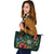 Cook Islands Polynesian Leather Tote Bag - Green Turtle Hibiscus - Polynesian Pride