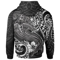 Chuuk Zip up Hoodie White Shark Polynesian Tattoo - Polynesian Pride