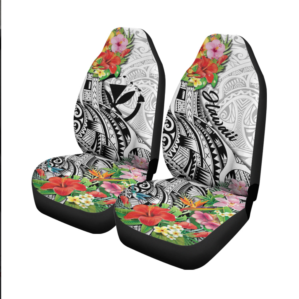 Hawaii Hibiscus Kanaka Polynesia Car Seat Covers - LT2 One Size WHITE - Polynesian Pride