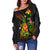 Papua New Guinea Polynesian Women's Off Shoulder Sweater - Legend of Papua New Guinea (Reggae) - Polynesian Pride