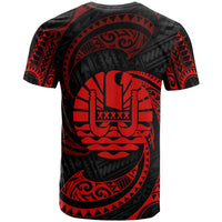 Tahiti Polynesian Custom T Shirt Red Tribal Wave - Polynesian Pride