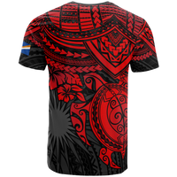 Marshall Islands Polynesian T Shirt Marshall Islands Flag Red Turtle Hibiscus - Polynesian Pride