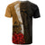 Fiji Polynesian Custom T Shirt Coat of Arms With Hibiscus Gold - Polynesian Pride