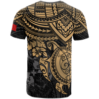 Tonga T Shirt Tonga Coat of Arms Polynesian Golden Turtle Hibiscus - Polynesian Pride
