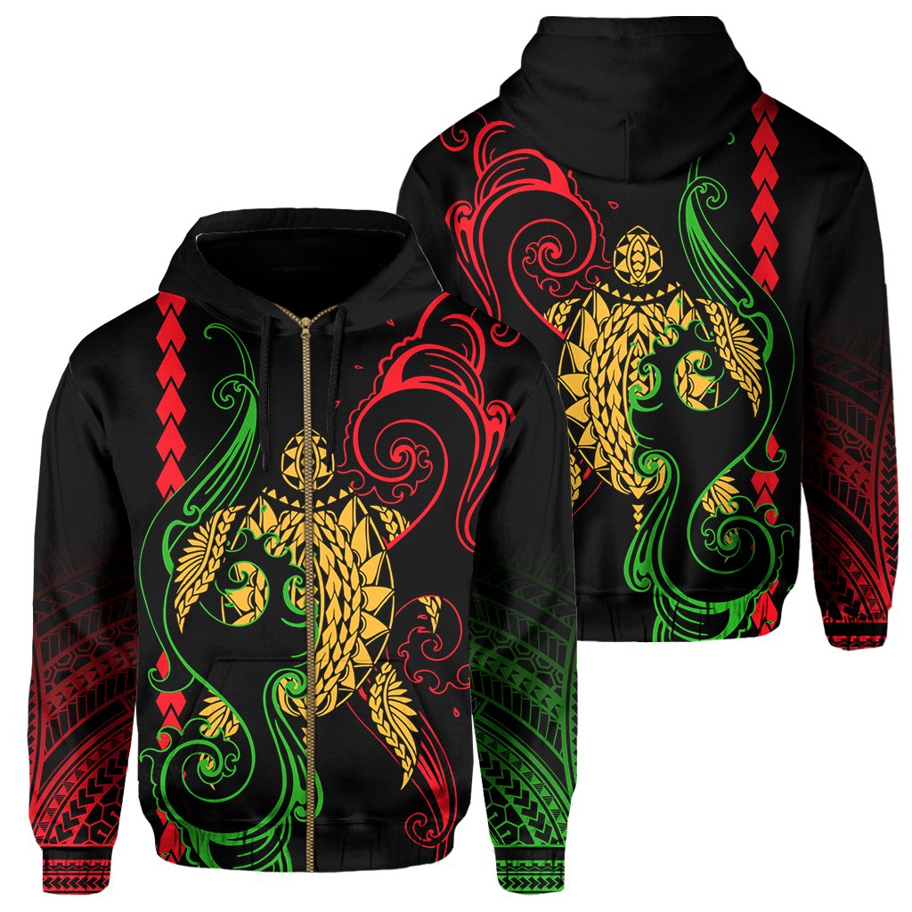 Hawaii Hoodie Turtle Sea Zip Hoodie Unisex Black - Polynesian Pride