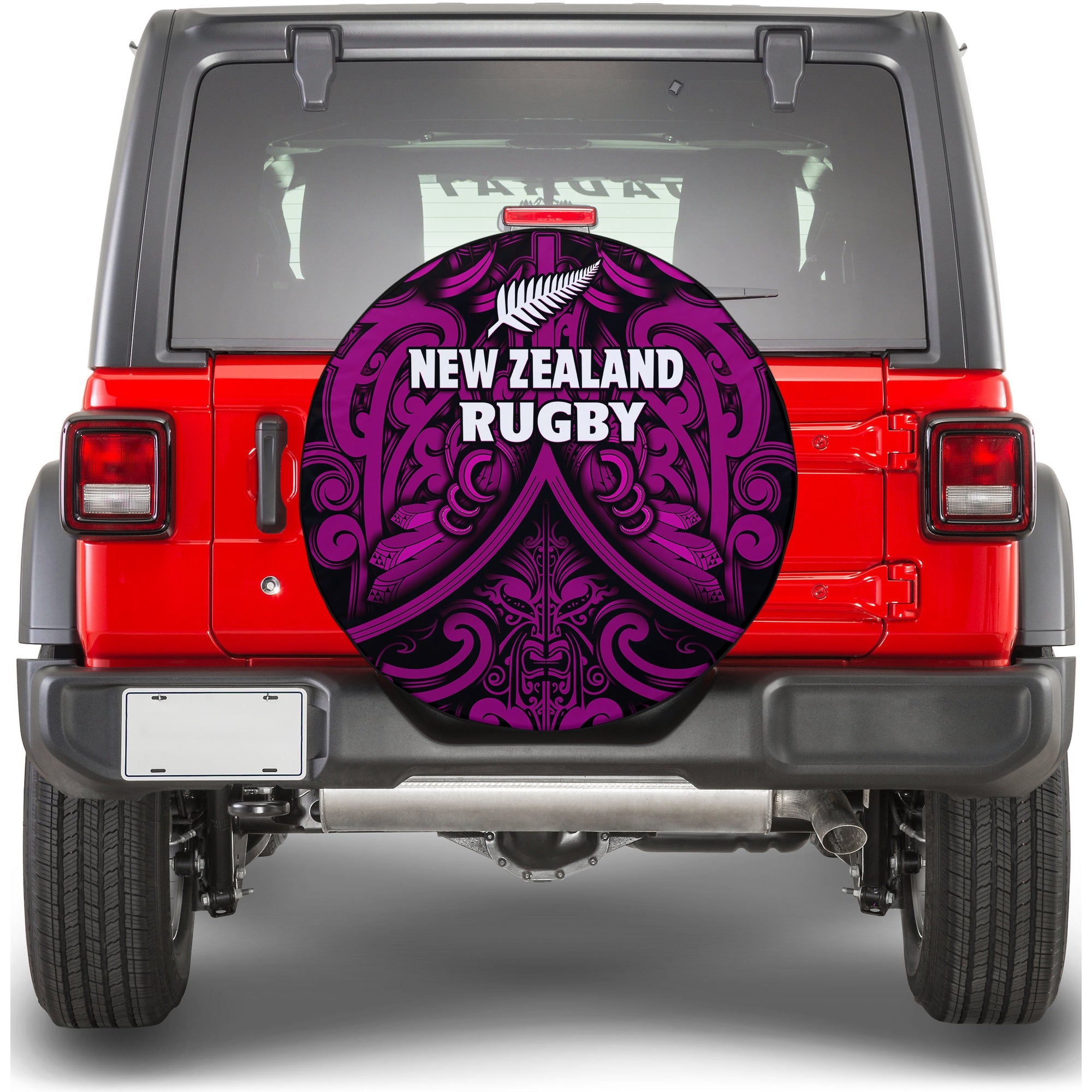 New Zealand Silver Fern Rugby Spare Tire Cover All Black Purple NZ Maori Pattern LT13 Purple - Polynesian Pride