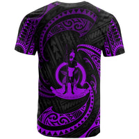 Vanuatu Polynesian Custom T Shirt Purple Tribal Wave - Polynesian Pride